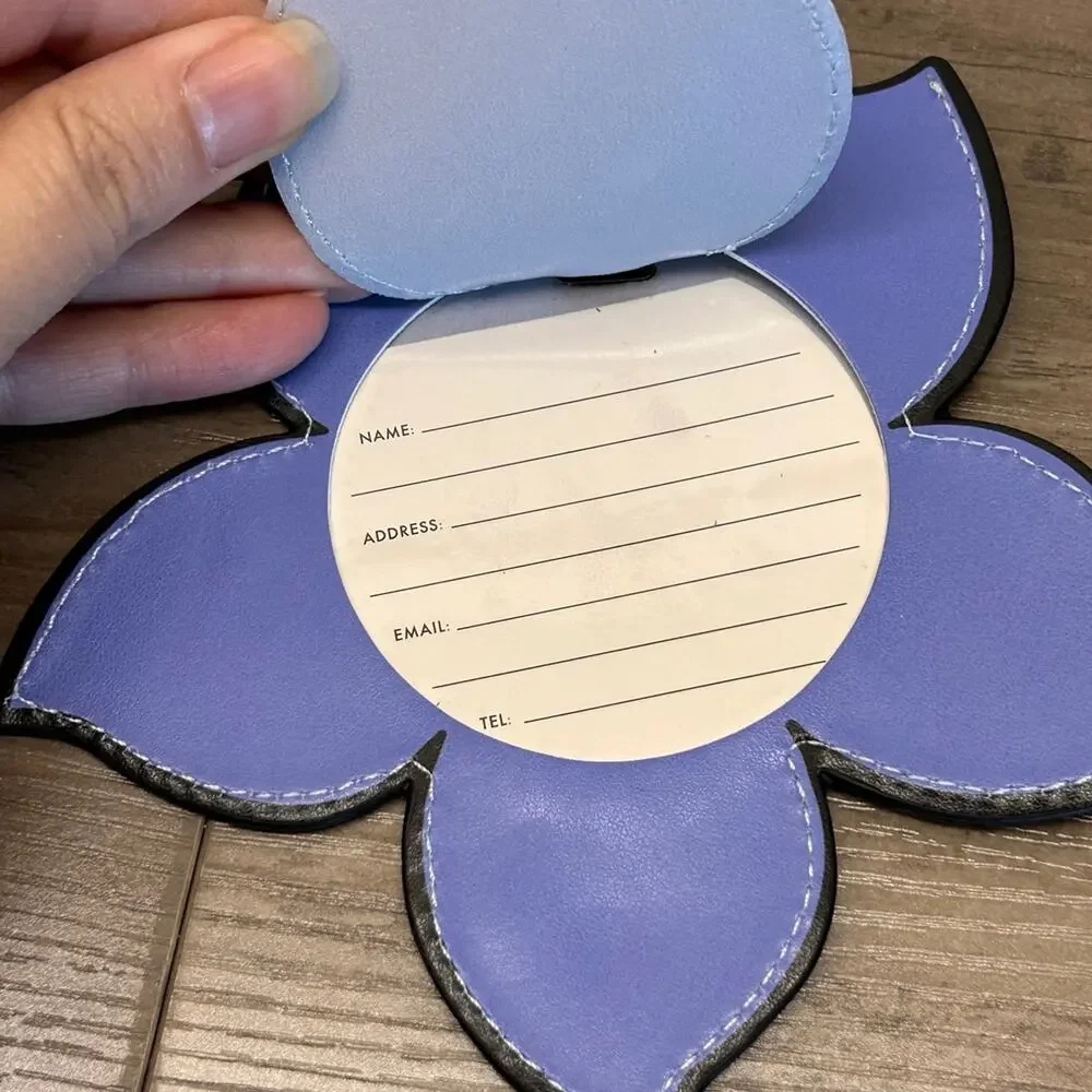 Kate Spade New York Blue Round Vegan Leather Luggage Tag, Durable Suitcase ID